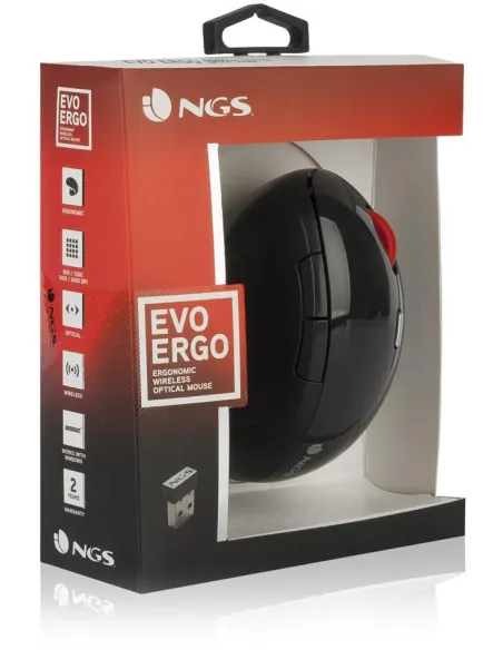 NGS Evo Ergo Ratón Ergonómico Negro