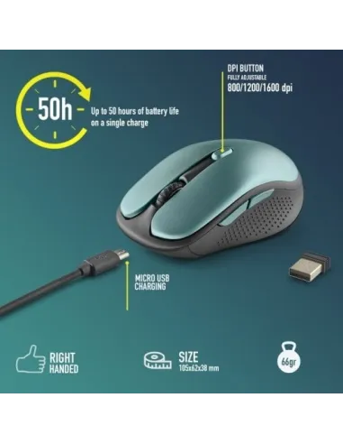 NGS EVORUSTICE Ratón Inalámbrico Recargable Teclas Silenciosas 1600DPI