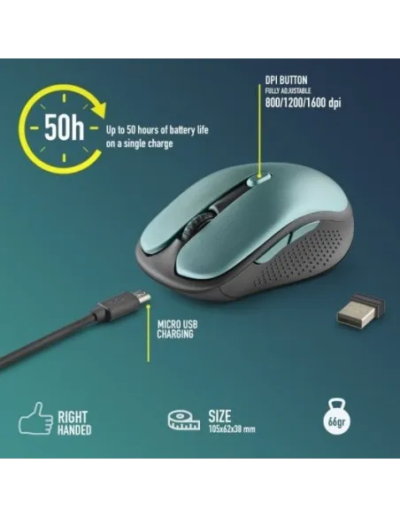 NGS EVORUSTICE Ratón Inalámbrico Recargable Teclas Silenciosas 1600DPI