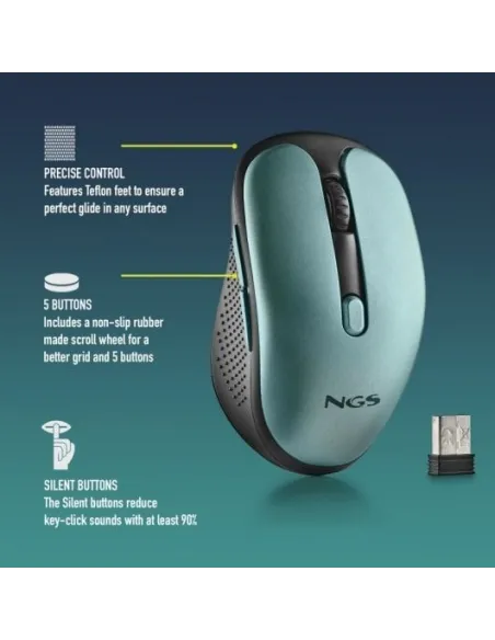 NGS EVORUSTICE Ratón Inalámbrico Recargable Teclas Silenciosas 1600DPI