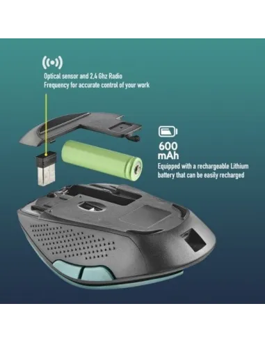 NGS EVORUSTICE Ratón Inalámbrico Recargable Teclas Silenciosas 1600DPI