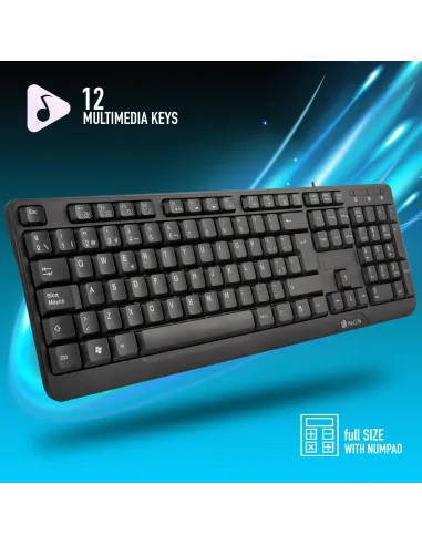 NGS Funky V3 Teclado USB Multimedia Plug & Play 1.4m Qwerty Español Negro