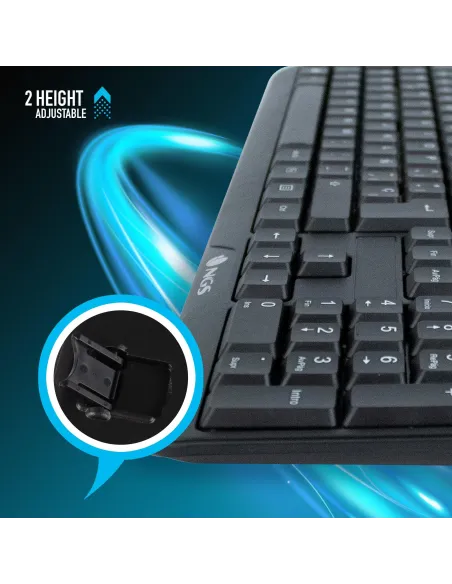 NGS Funky V3 Teclado USB Multimedia Plug & Play 1.4m Qwerty Español Negro