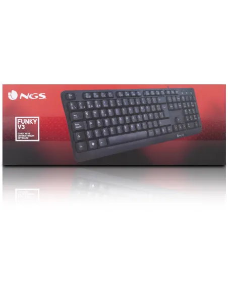 NGS Funky V3 Teclado USB Multimedia Plug & Play 1.4m Qwerty Español Negro