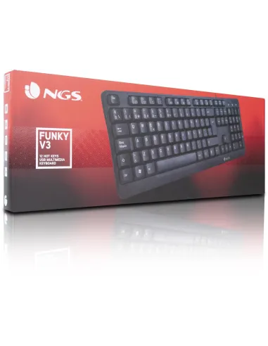 NGS Funky V3 Teclado USB Multimedia Plug & Play 1.4m Qwerty Español Negro