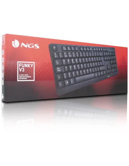 NGS Funky V3 Teclado USB Multimedia Plug & Play 1.4m Qwerty Español Negro
