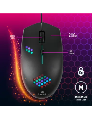 NGS GMX-120 Ratón Gaming 1200DPI Negro