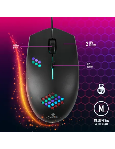 NGS GMX-120 Ratón Gaming 1200DPI Negro