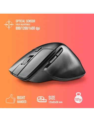 NGS HIT-RB Ratón Inalámbrico Recargable 1600DPI Negro