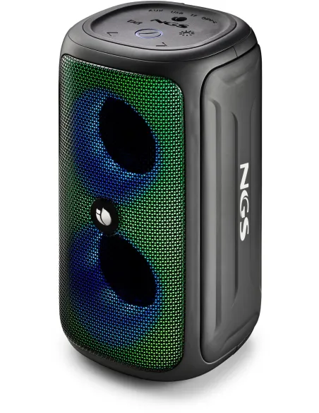 NGS Roller Beast Black Altavoz Portátil Bluetooth RGB 32W Resistente al Agua IPX5 Negro