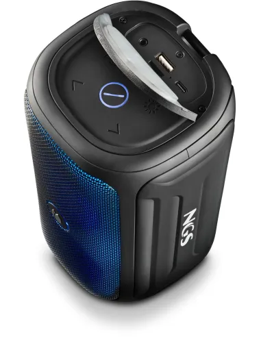 NGS Roller Beast Black Altavoz Portátil Bluetooth RGB 32W Resistente al Agua IPX5 Negro