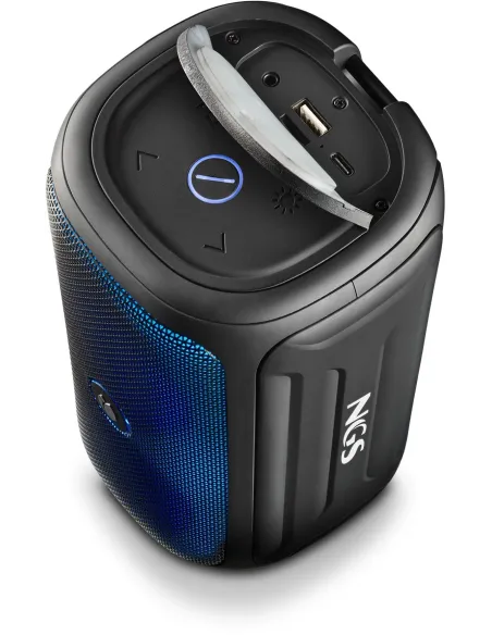 NGS Roller Beast Black Altavoz Portátil Bluetooth RGB 32W Resistente al Agua IPX5 Negro