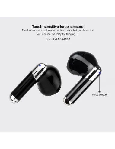 TooQ Onyx TQBWH-0054B Auriculares Inalámbricos Bluetooth con Estuche de Carga Negros