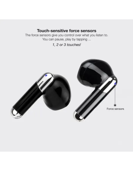 TooQ Onyx TQBWH-0054B Auriculares Inalámbricos Bluetooth con Estuche de Carga Negros