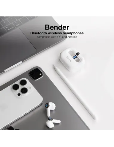 TooQ Bender TQBWH-0031W Auriculares Bluetooth con Estuche de Carga Blancos