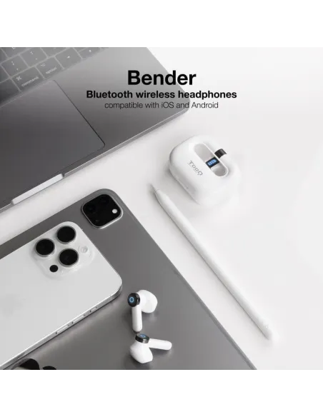 TooQ Bender TQBWH-0031W Auriculares Bluetooth con Estuche de Carga Blancos