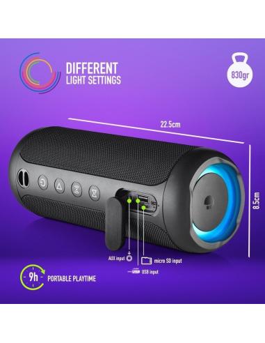 NGS Roller Furia 2 Altavoz Inalámbrico RGB Negro
