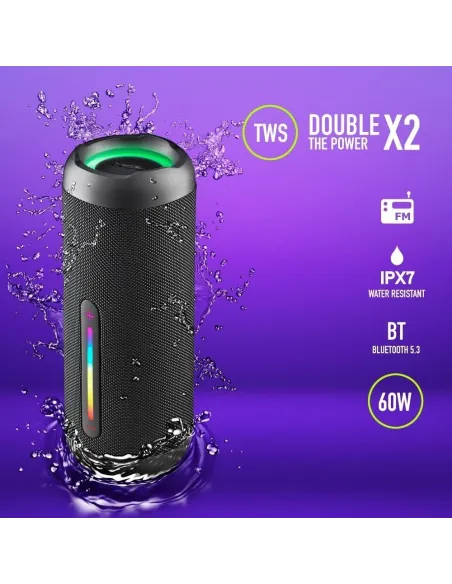 NGS Roller Furia 2 Altavoz Inalámbrico RGB Negro