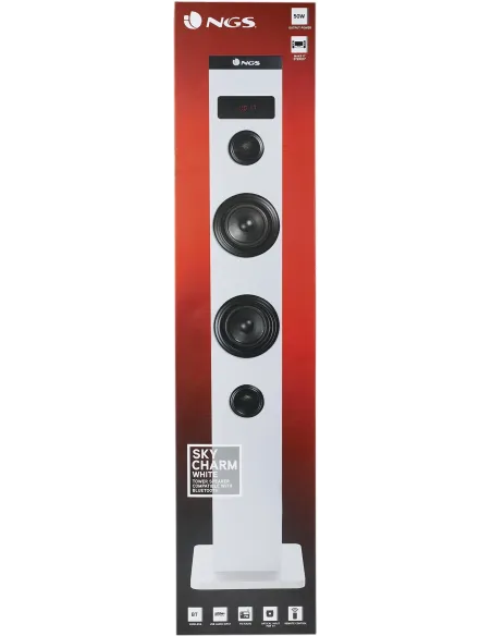 NGS Sky Charm Torre de Sonido Bluetooth 50W Blanco