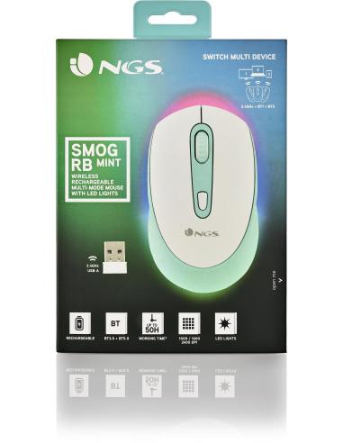 NGS SMOGMINT-RB Ratón Inalámbrico Ambidiestro 2400 DPI  Blanco/Verde