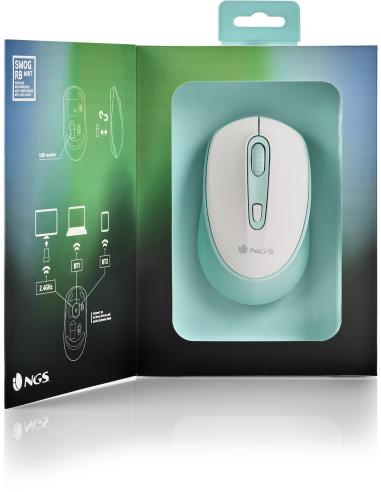 NGS SMOGMINT-RB Ratón Inalámbrico Ambidiestro 2400 DPI  Blanco/Verde