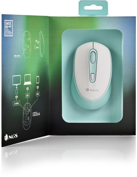 NGS SMOGMINT-RB Ratón Inalámbrico Ambidiestro 2400 DPI  Blanco/Verde