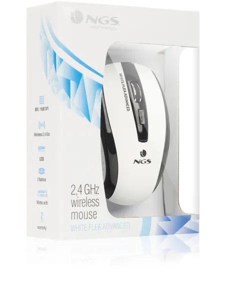 NGS White Flea Advanced Ratón Inalámbrico 1600DPI