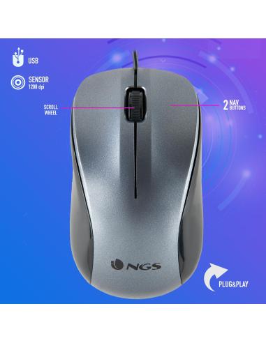 NGS Wired Crew Ratón Óptico 1200DPI Negro