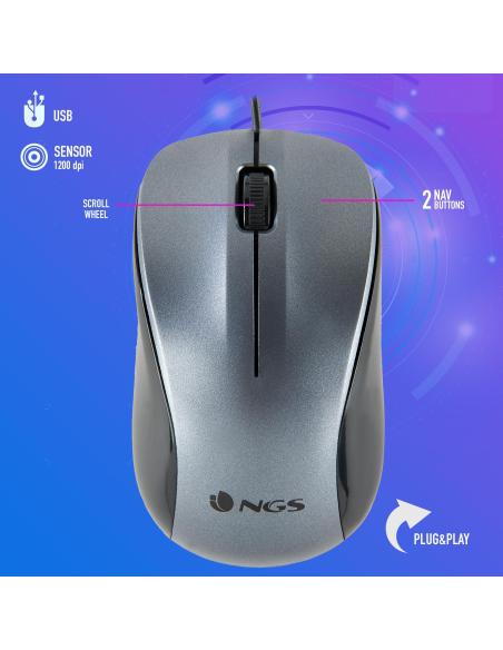 NGS Wired Crew Ratón Óptico 1200DPI Negro