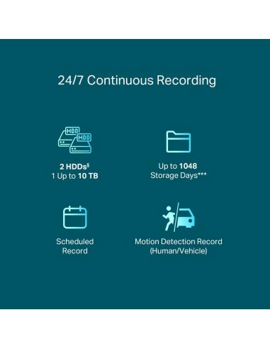 TP-Link VIGI NVR2016H-16MP Videograbador 16 Canales 10 TB 4K Negro