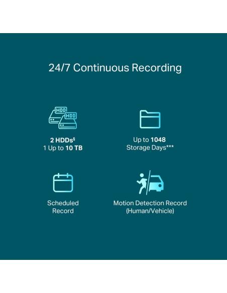 TP-Link VIGI NVR2016H-16MP Videograbador 16 Canales 10 TB 4K Negro