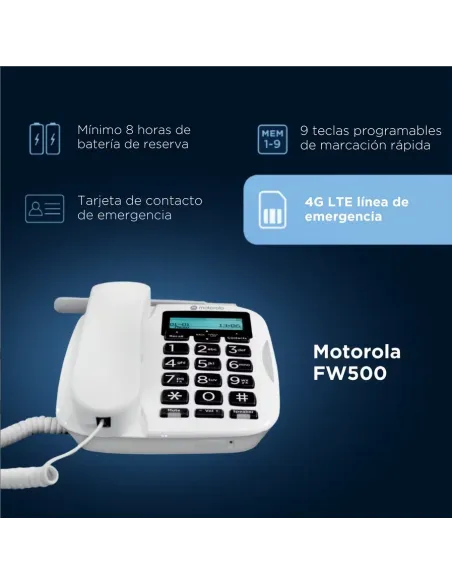 Motorola FW500 Teléfono Fijo 4G Blanco