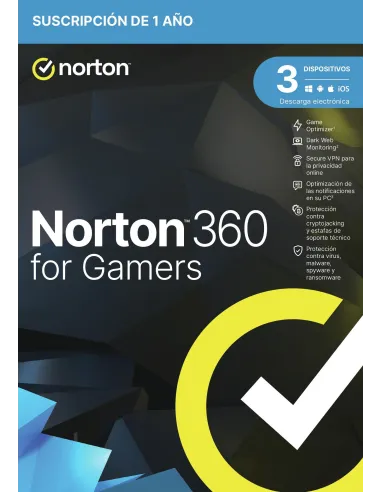 Norton 360 For Gamers 50GB Anti-Virus 1 Usuario 3 Dispositivos 1 Año (ESD)
