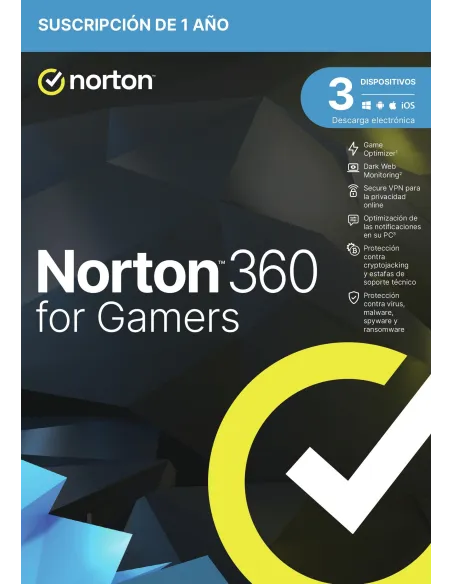 Norton 360 For Gamers 50GB Anti-Virus 1 Usuario 3 Dispositivos 1 Año (ESD)