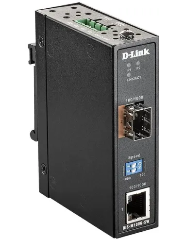 D-Link DIS-M100-GSW Convertidor de Red RJ-45 a SFP Industrial Negro
