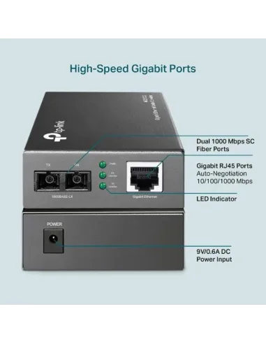 TP-Link MC210CS Convertidor de Medios Monomodo Gigabit