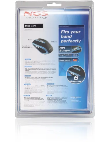 NGS BLUETICK Addict Ratón USB 1600DPI Azul