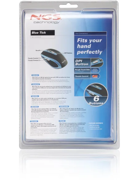 NGS BLUETICK Addict Ratón USB 1600DPI Azul