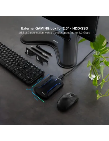 Tooq TQE-2599RGB Caja Externa 2.5" SATA3 USB 3.2 LEDs RGB Negra