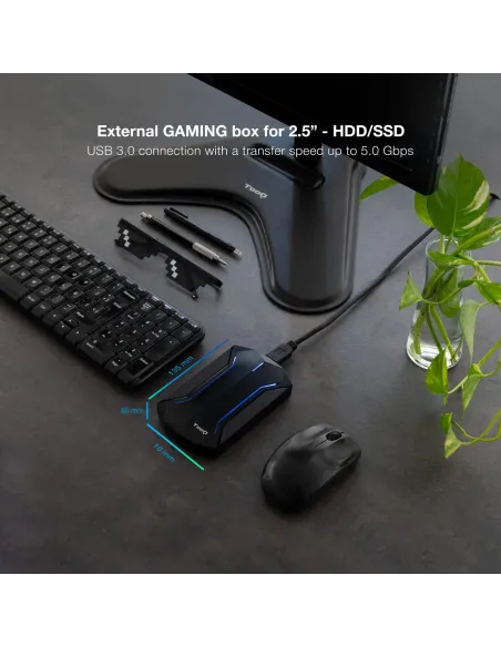 Tooq TQE-2599RGB Caja Externa 2.5" SATA3 USB 3.2 LEDs RGB Negra