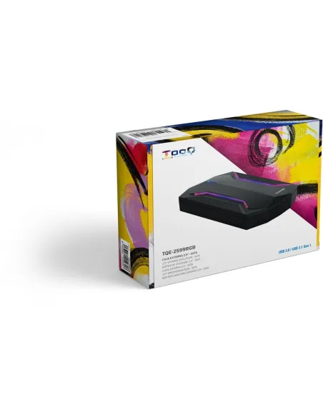 Tooq TQE-2599RGB Caja Externa 2.5" SATA3 USB 3.2 LEDs RGB Negra