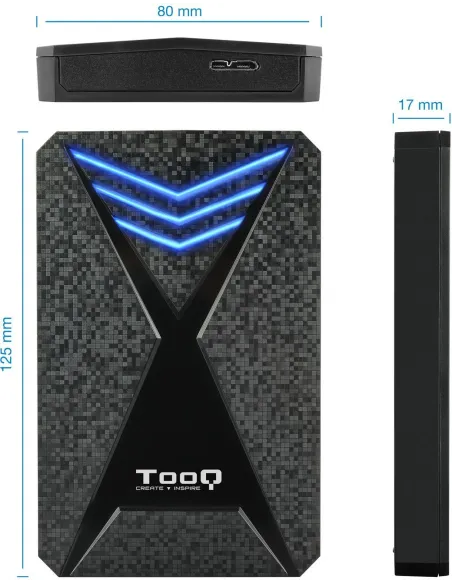 TooQ TQE-2550BL Caja Externa Gaming 2.5" SATA3 USB 3.2 Azul
