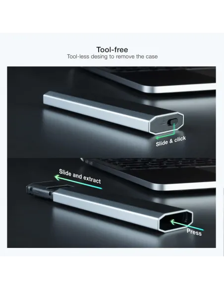 TooQ TQE-2223G Caja Externa M.2 PCIe USB-C 3.1 Gris