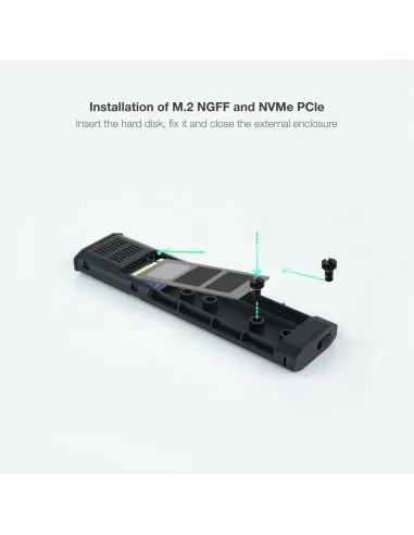 TooQ TQE-2223G Caja Externa M.2 PCIe USB-C 3.1 Gris