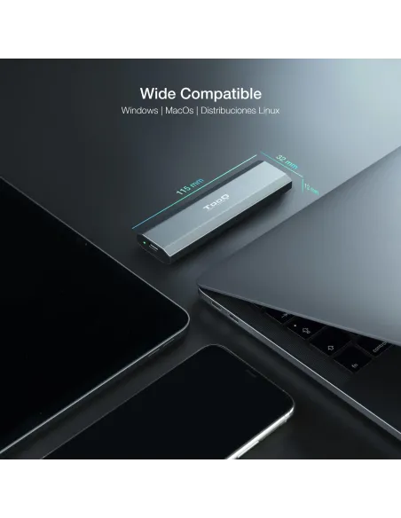 TooQ TQE-2223G Caja Externa M.2 PCIe USB-C 3.1 Gris