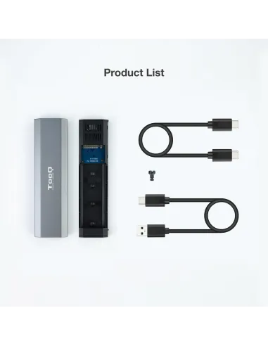 TooQ TQE-2223G Caja Externa M.2 PCIe USB-C 3.1 Gris