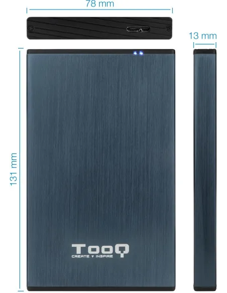 TooQ TQE-2527PB Caja Externa 2.5" SATA3 USB 3.1 Azul