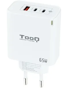 TooQ TQWC-GANQC2PD65WT Cargador de Pared Universal USB-A/USB-C 65 W Blanco-ADAP56095