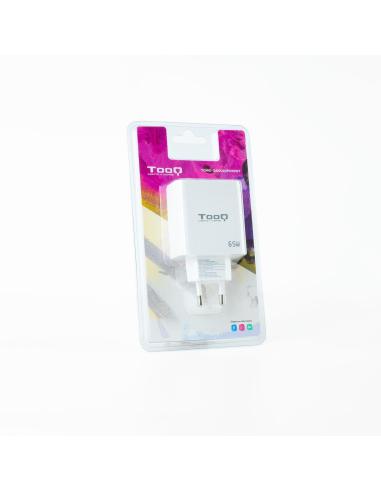 TooQ TQWC-GANQC2PD65WT Cargador de Pared Universal USB-A/USB-C 65 W Blanco