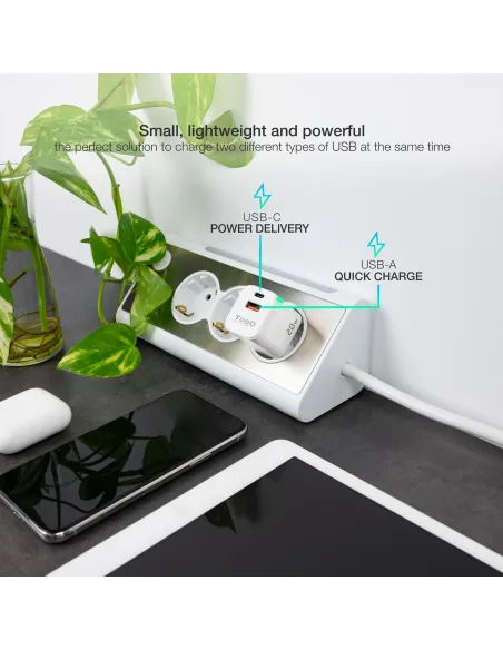 TooQ TQWC-QCPD20WT Cargador de Pared Universal USB-A/USB-C 20W Blanco